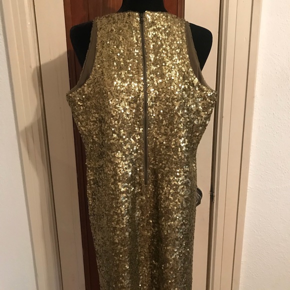 Gold dress Alice & Olivia sequin shift bridal - Picture 4 of 8